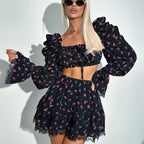 Lace Bell-Sleeve Tube Top & Overskirt Set