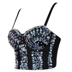 Women's Rhinestone Boned Corset Tube Top