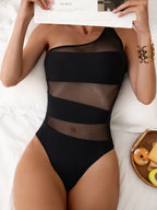 Mesh Stitching One-piece Swimwear