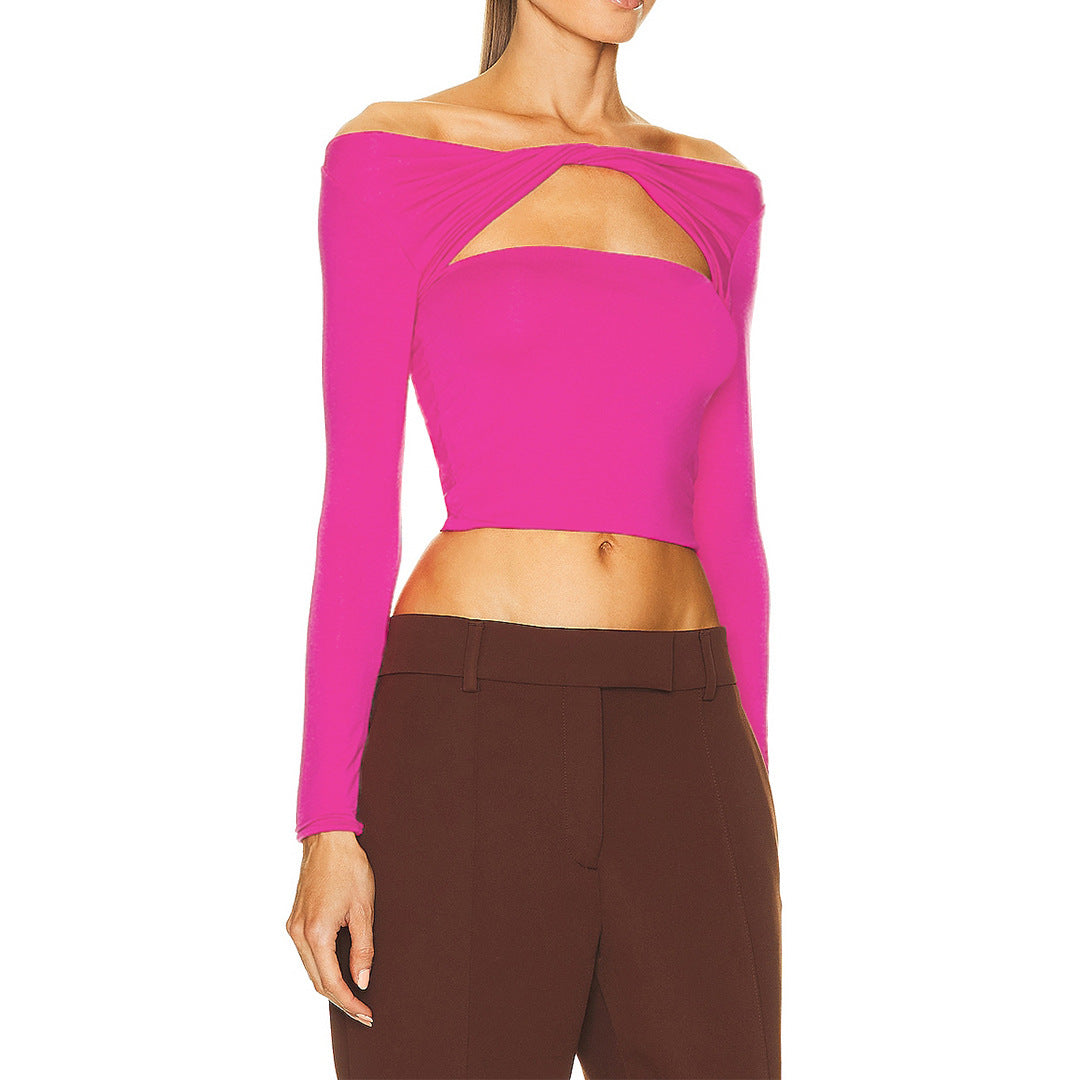 Women's Hollow Out Cutout Twisted Off Shoulder Multi Wear T-Shirt