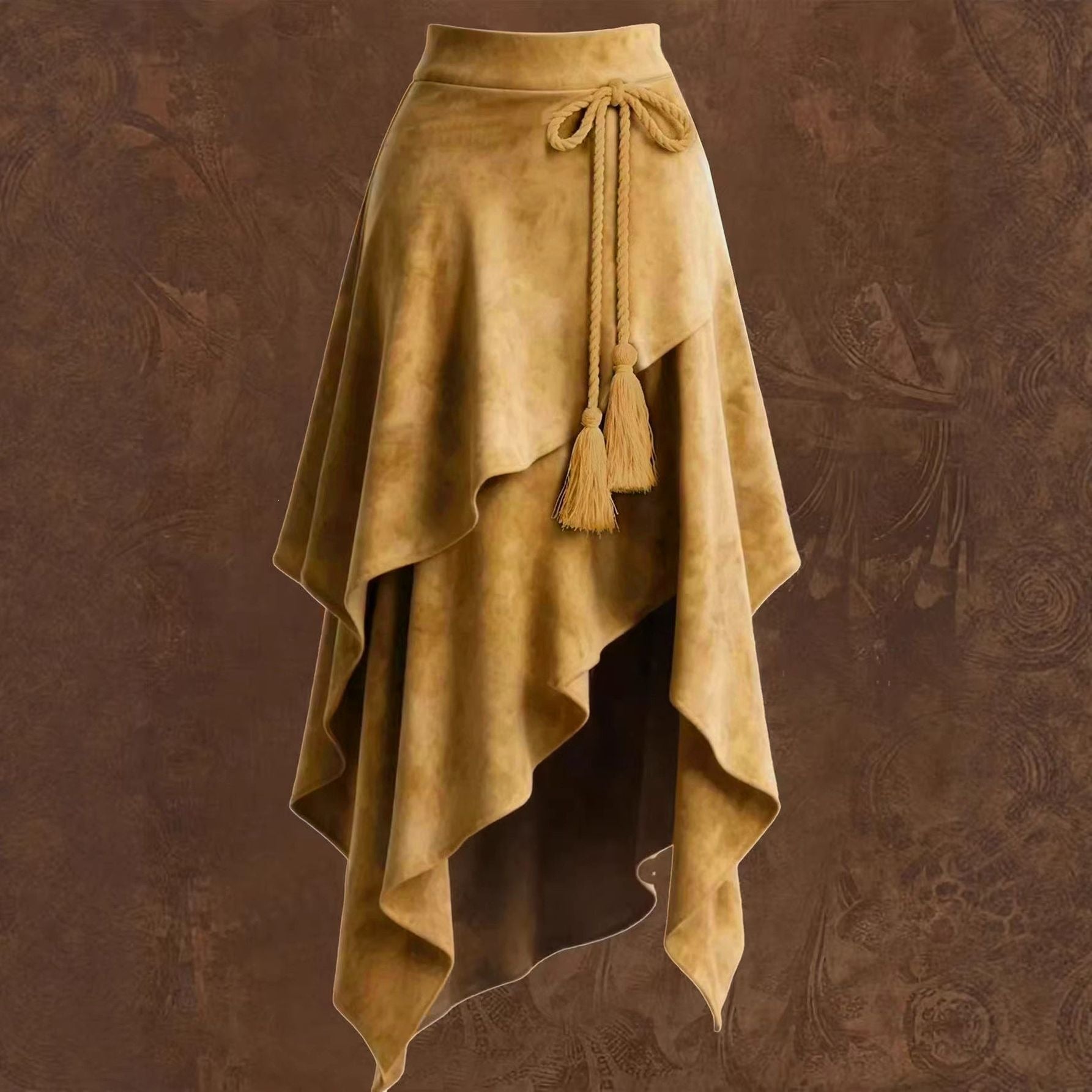 Women's Asymmetric Suede Skirt