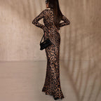 Round Neck Long Leopard Print High Waist