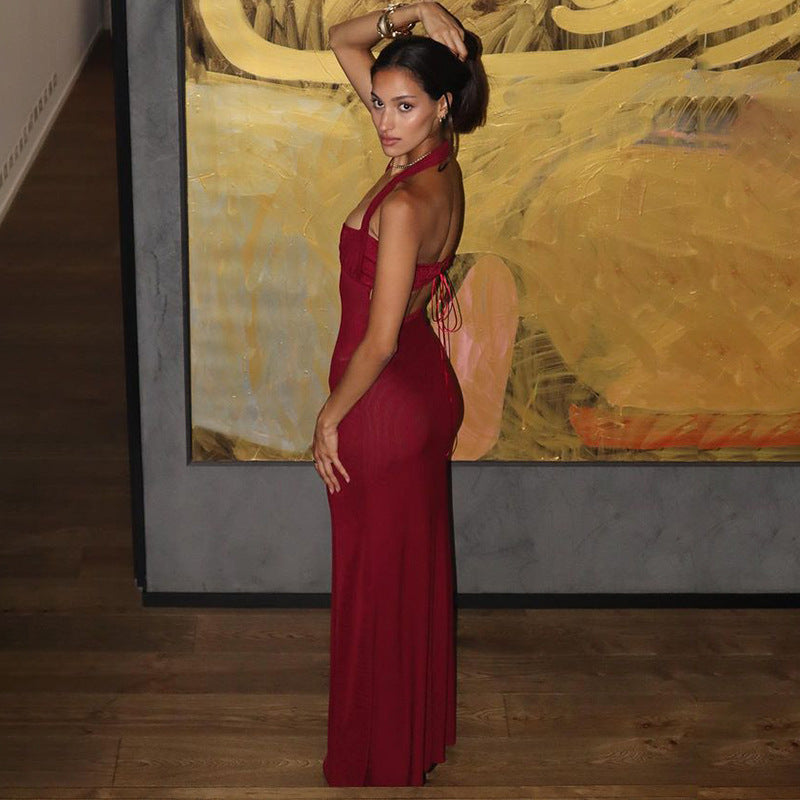 Women's Halter Backless Slim-Fit Sheath Dress