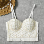 's Pearl Suspender Vest Fashionable Beauty Back Cropped Short