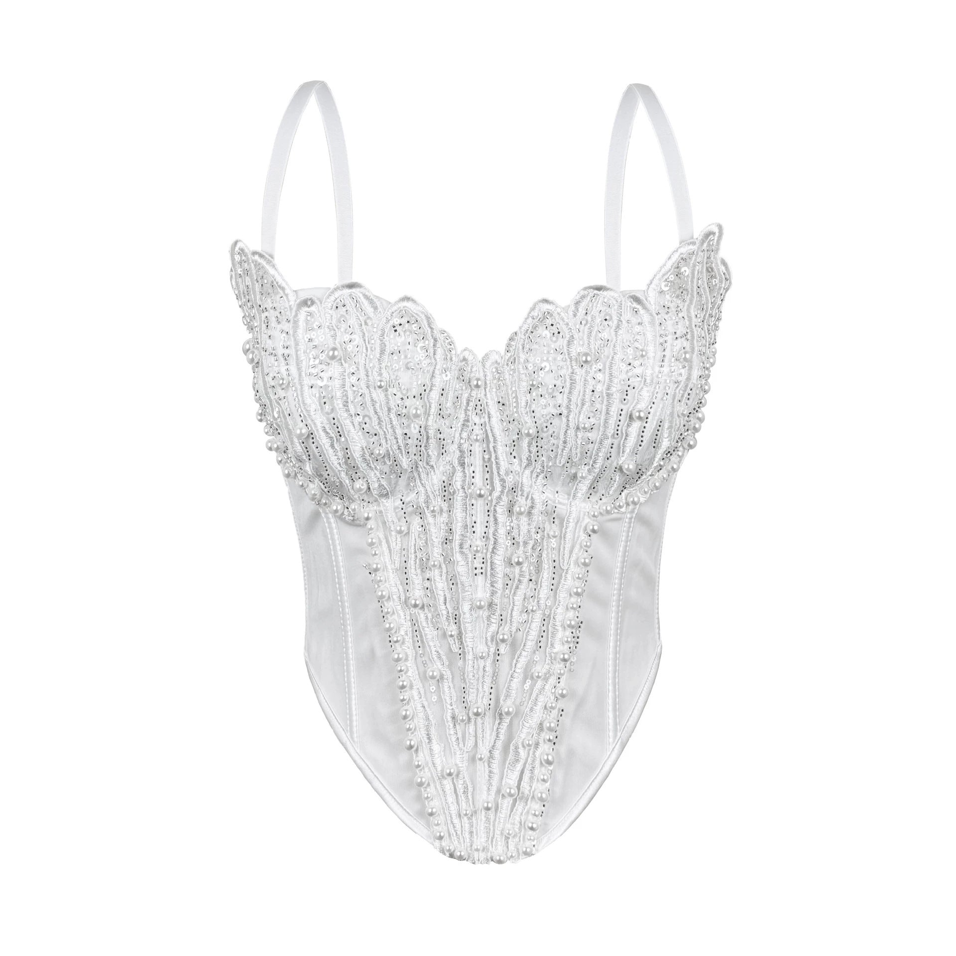 Women's Arrival Handmade Floral Pearl Suspender Vest Sexy Backless Tube Top Outer Wear Boning Corset Corset Body Shaping