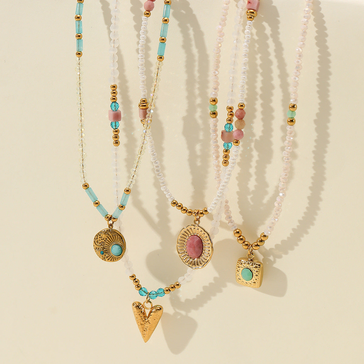 Rhodochrosite Necklace Color Crystal String Beads High Sense