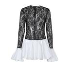 Women's Autumn Slim Lace Trim Petti Puffy Dress