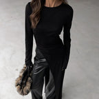 Asymmetric Slit Long Sleeve Maxi Dress