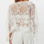 Women Sexy Lace See through Sexy Short Top T shirt Blouse