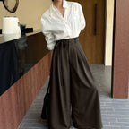 Loose A line High Waist Casual Simple Small Wide Pants Office High End Old Money Drape French Work Pant