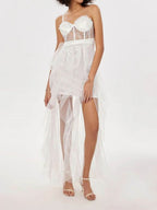 Women's Sheer Lace Wedding Evening Dress