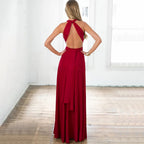 Women's Red Halter Tie Maxi Dress