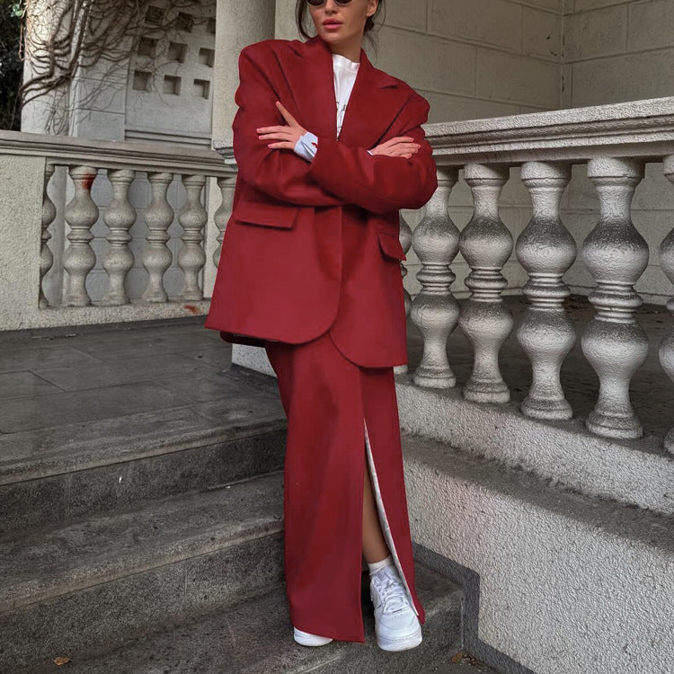 Office Blazer & Split Skirt Set