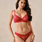 Women's French Lace Triangle Bra And Panty Set