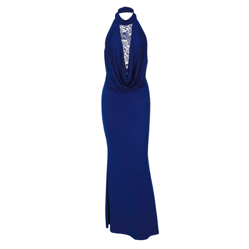 Women's Halter Lace Backless Maxi Dress