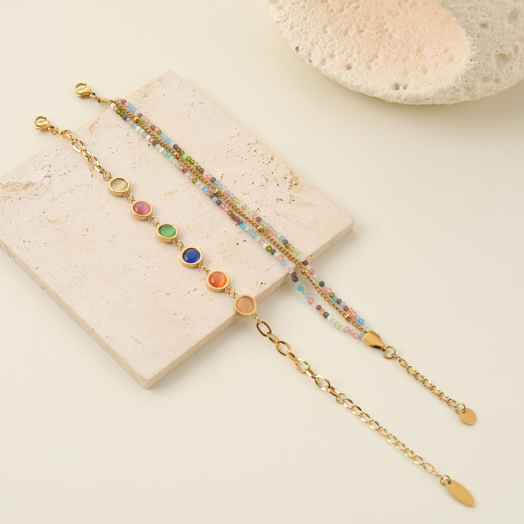 Women's Colored Gem Twin Bracelet