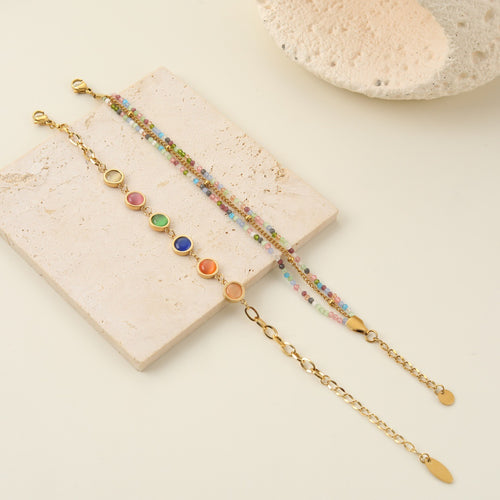 Women's Colored Gem Twin Bracelet