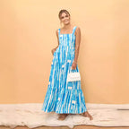 Women's Striped Printed off Neck Lace Top