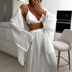 Ruffled Spaghetti Straps Vest Long Sleeve Cardigan