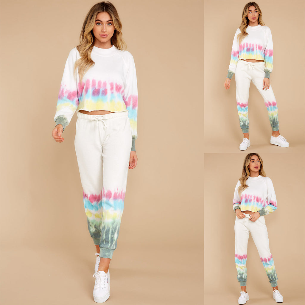 Women's Winter Printed Tie-Dye Casual Coordinated Two-Piece Set
