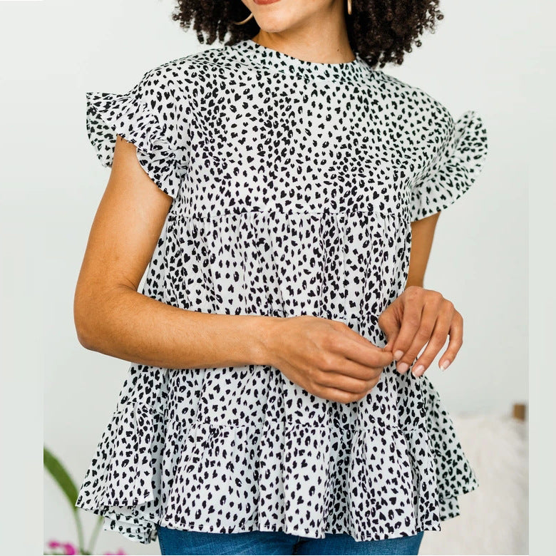 Women's Clothing Shirt Women Small Floral Short Sleeve Swing Women Top Sweet Arrival Shirt