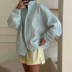 Women's Autumn Fresh Sweet Candy Color Pink Fur Ball Patchwork Stand Up