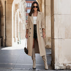 Women's Extra-Long Double-Breasted Wool-Look Coat