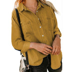 Women's Clothing Shirt Spring Autumn Loose Double Pocket Long Sleeve Casual Coat Shirt