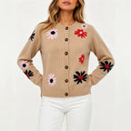 Women's Floral Jacquard Knit Cardigan
