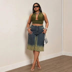 Women's High-Waisted Cropped Wide-Leg Jeans