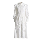 Women's Embroidered Polo-Collar Midi Dress