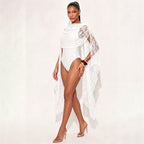 Lace Ruffle Sleeveless Tie Jumpsuit