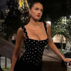 Women Clothing Summer Polka Dot Printed Sexy Off Neck Slim Fit Camisole