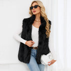 Faux Fur Stand Collar Vest Faux Fur Warm Vest Women Artificial Fur Vest