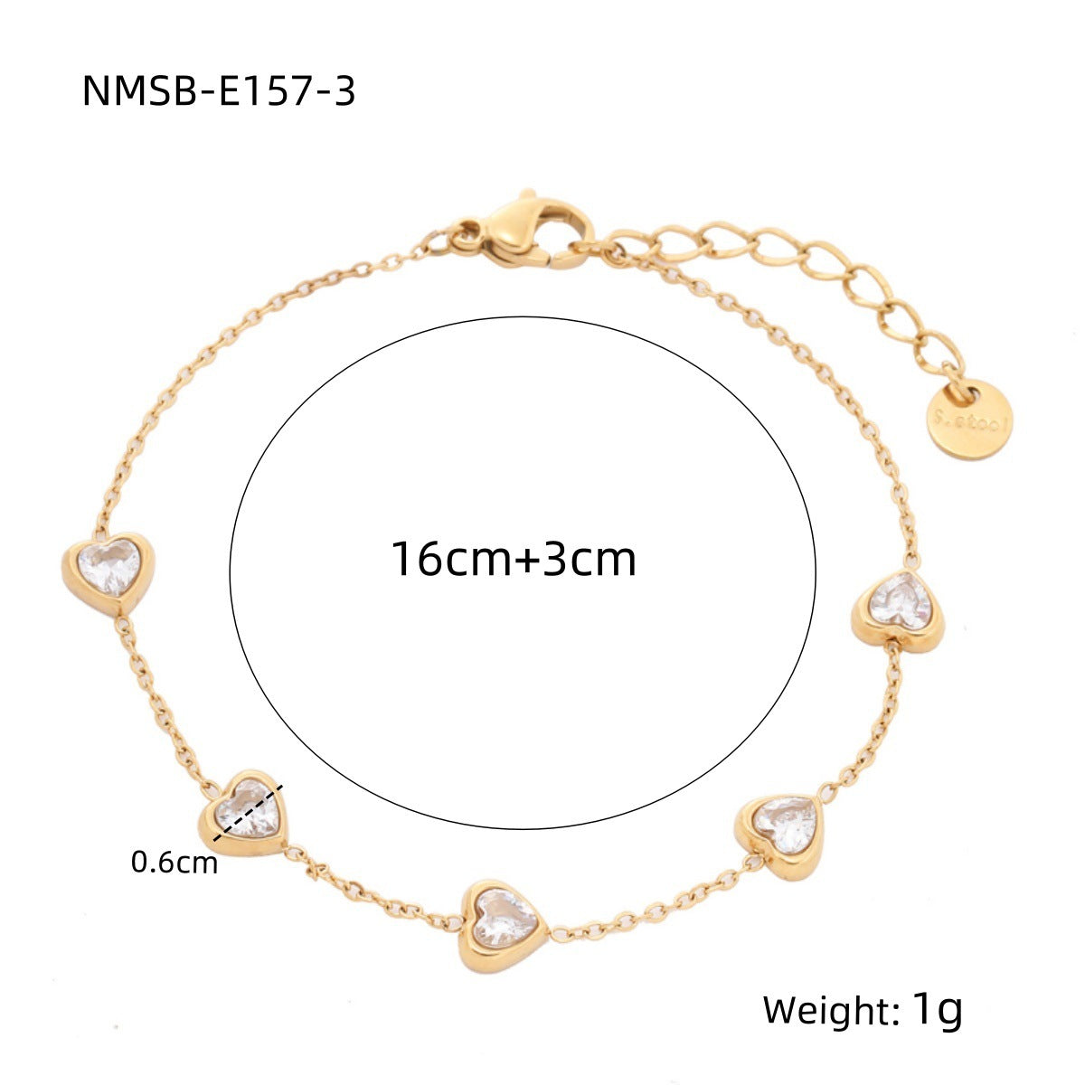 NMSB-E157-3 Gold White Diamond