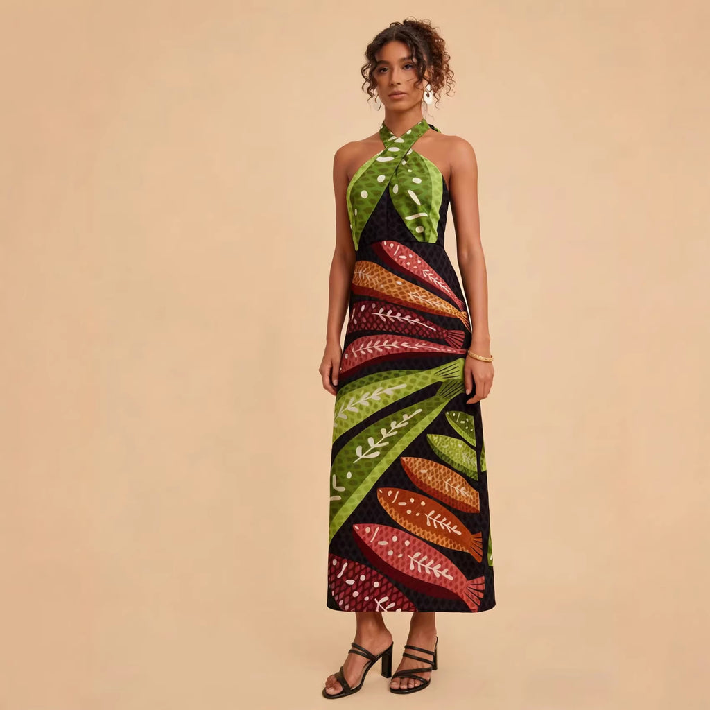 Women's Backless Floral Dress