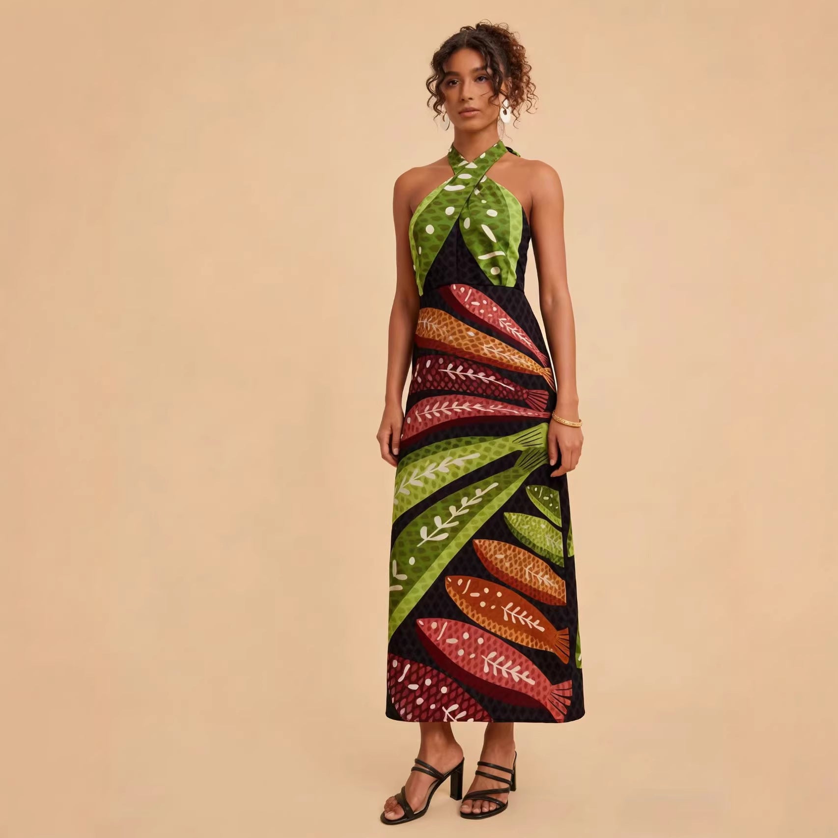 Women's Backless Floral Dress