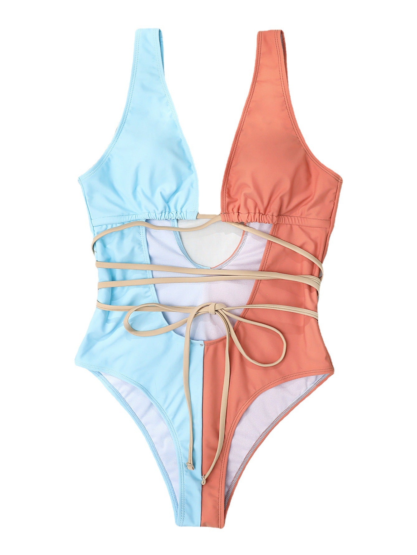 Color Matching One-piece Swimwear