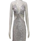 Sequin Cutout Strappys Dress Summer Rhinestone Chain Stitchin