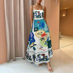 Women's Printed A-Line Maxi Slip Dress