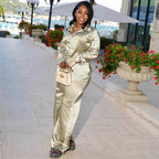 Women's Collared Shirt & Trousers Two-Piece Set