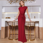 Women's Winter Slim Pleated Solid Color Sleeveless Dress