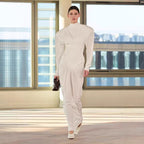 White Dress Three Dimensional Heart Shaped Pleated Waist Tight Maxi Dress Show Dinner