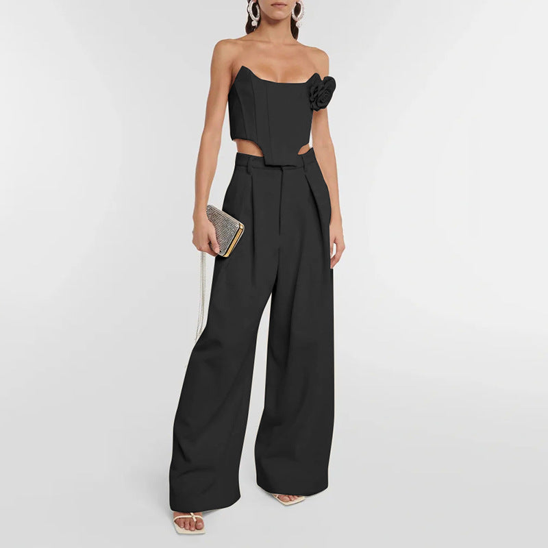 Women’s Corset Top & Wide-Leg Pants Set