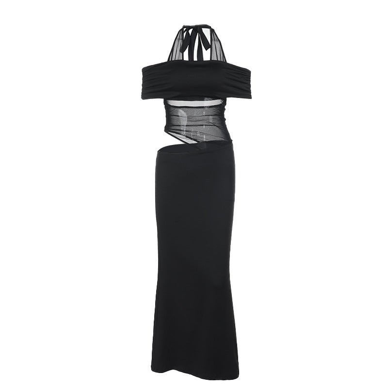 Women's Off-Shoulder Halter Cutout Dress