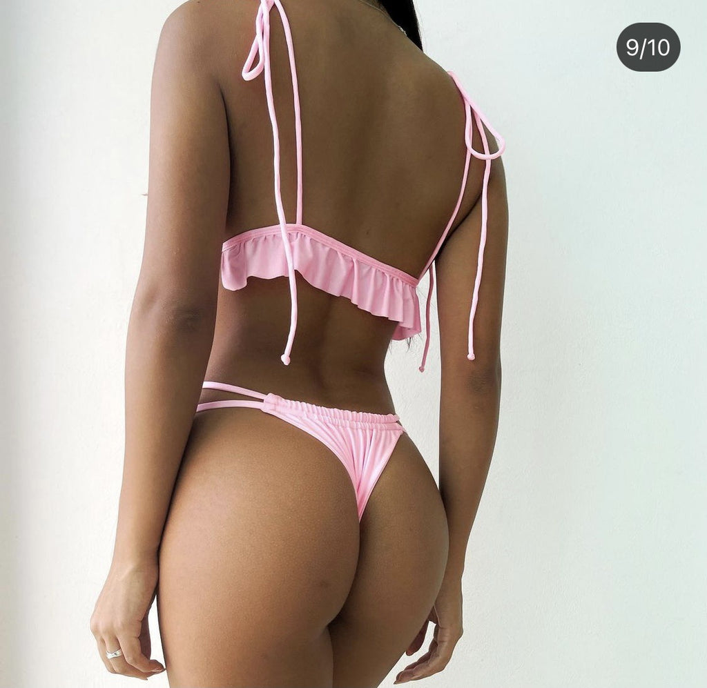 Backless Solid One-piece Swimwear