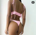 Backless Solid One-piece Swimwear