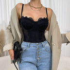 Women's Lace Stitching Jumpsuit Popular Slim Fit See Through Sling