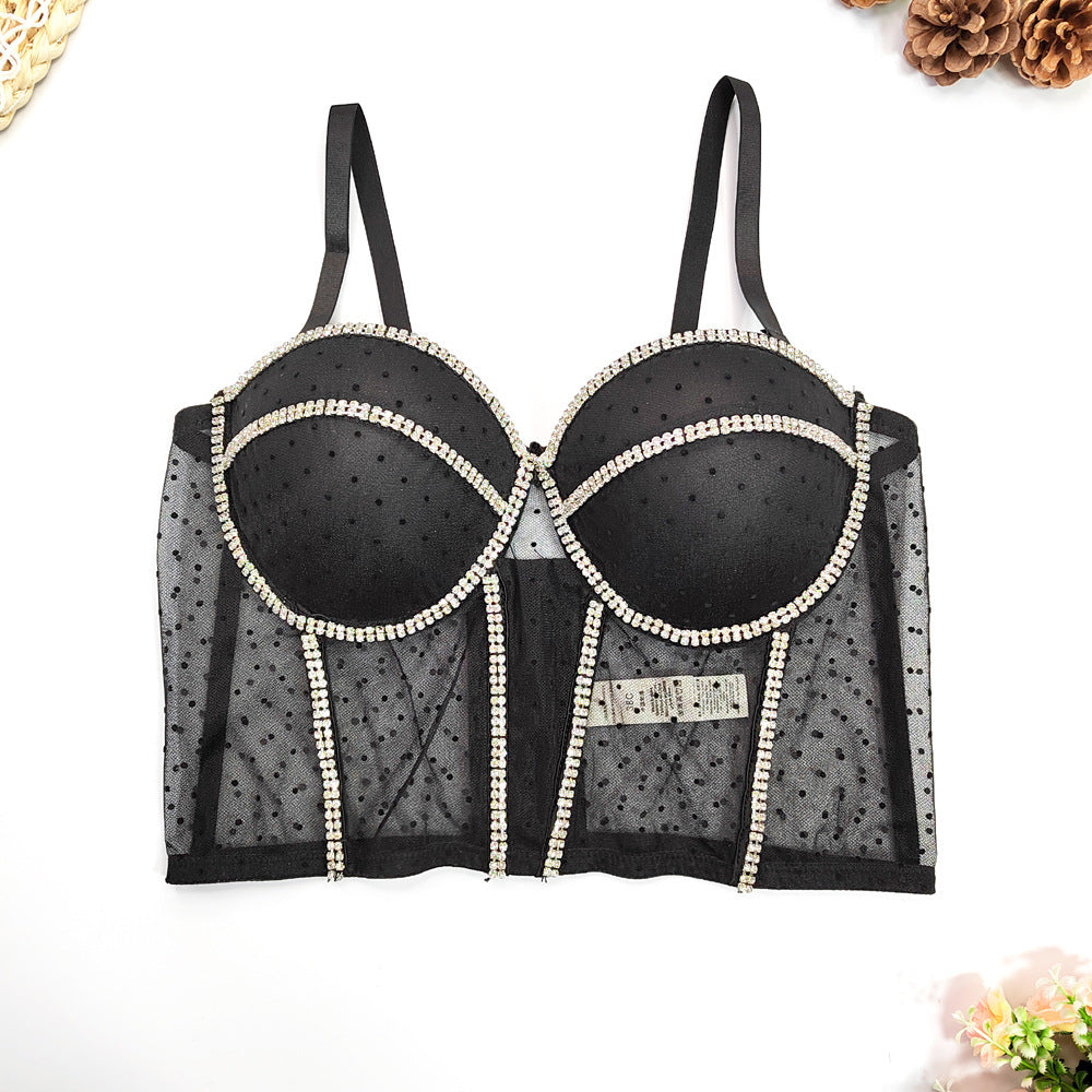 Women's Polka-Dot Rhinestone Beaded Tube Top