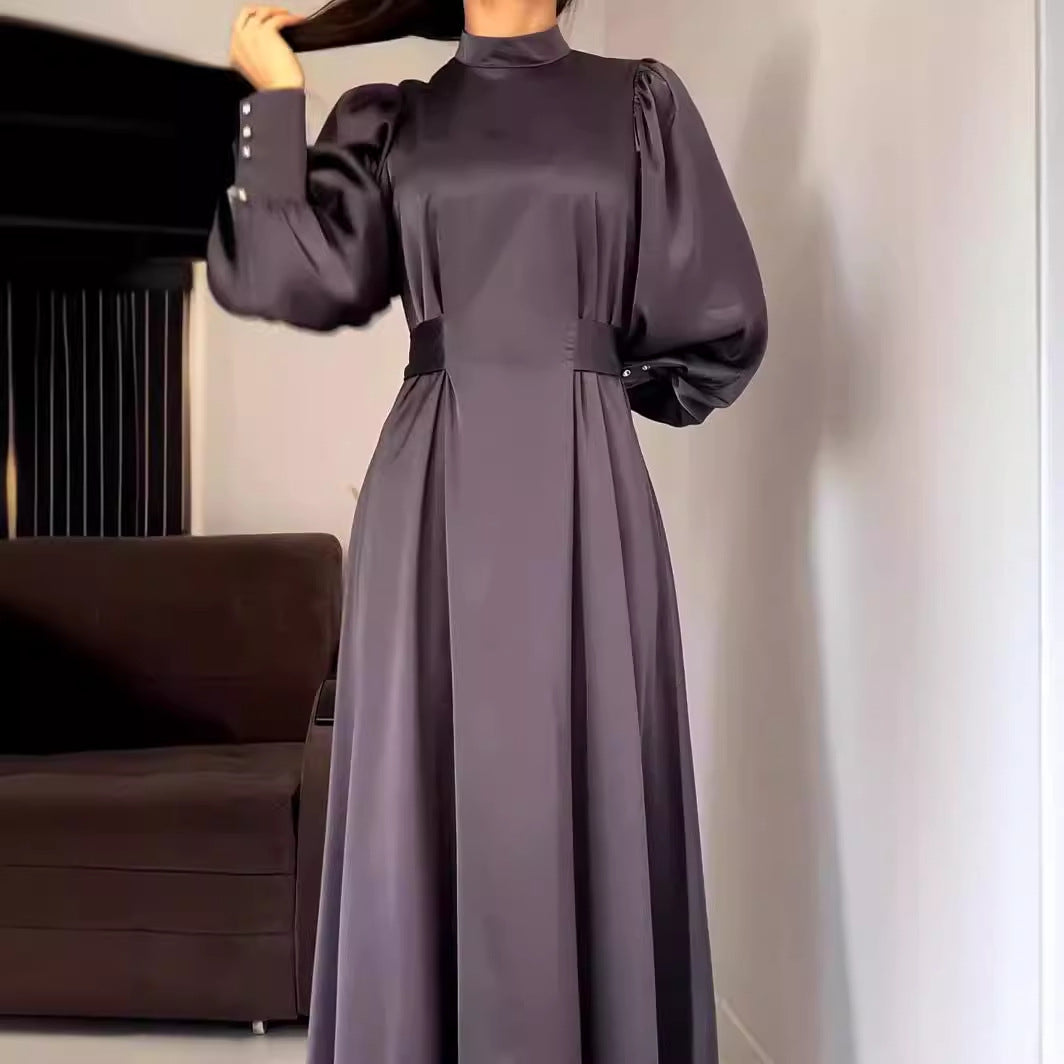 Autumn Waist Slim Fit Belted Long-Sleeve Dress